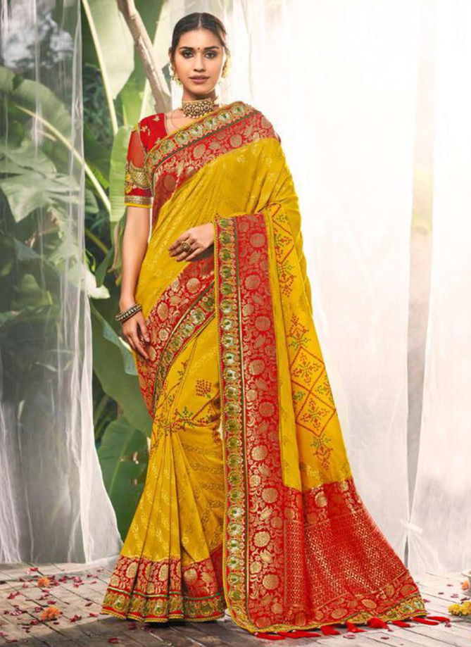 TATHASTU Latest Fancy Designer Heavy Wedding Wear Dola Silk Embroidery Lace Saree Collection